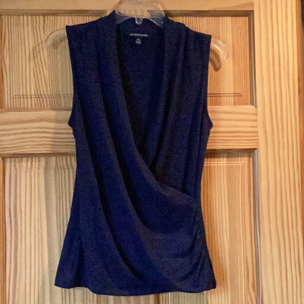 41 Hawthorne Benni wrap front ruched knit top